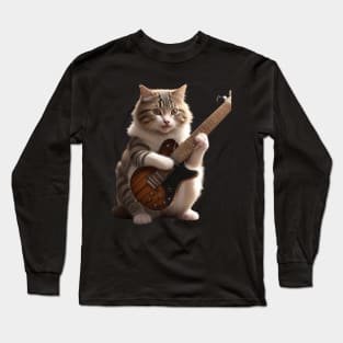 Cat Playing Guitar Long Sleeve T-Shirt